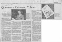 Quemanta, Csámenc, Yohuén  [artículo] Eliana Pattillo B.