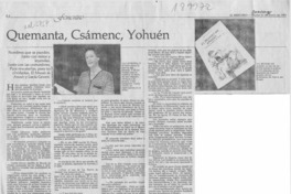 Quemanta, Csámenc, Yohuén  [artículo] Eliana Pattillo B.