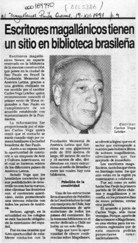 Escritores magallánicos tienen un sitio en biblioteca brasileña  [artículo].