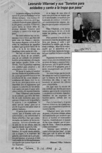 Leonardo Villarroel y sus "Sonetos para soldados y canto a la tropa que pasa"  [artículo] Manuel Villar Velazco.