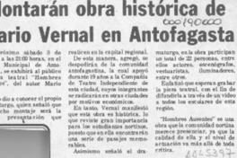 Montarán obra histórica de Mario Vernal en Antofagasta  [artículo].