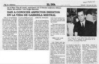 Dan a conocer aspectos inéditos en la vida de Gabriela Mistral  [artículo].