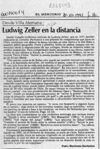 Ludwig Zeller en la distancia  [artículo] Pedro Mardones Barrientos.