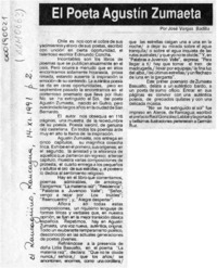 El poeta Agustín Zumaeta  [artículo] José Vargas Badilla.