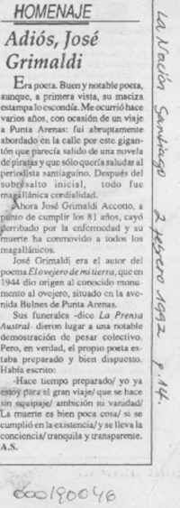 Adiós, José Grimaldi