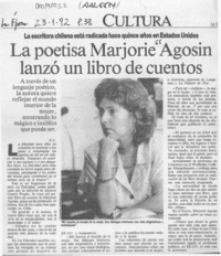 La poetisa Marjorie Agosin lanzó un libro de cuentos  [artículo] P. C.