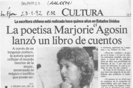 La poetisa Marjorie Agosin lanzó un libro de cuentos  [artículo] P. C.