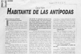 Habitante de las antípodas  [artículo] Milena Vodanovic.