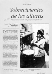 Sobrevivientes de las alturas  [artículo] Tatiana Vega.