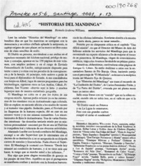 "Historias del mandinga"  [artículo] Hermelo Arabena Williams.