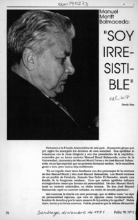 Manuel Montt Balmaceda, "Soy irresistible"  [artículo] Danilo Díaz.