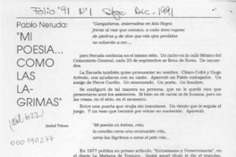 "Mi poesía -- como las lágrimas"  [artículo] Isabel Tolosa.