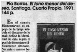 Pía Barros, "El tono menor del deseo"