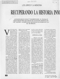 Recuperando la historia inmediata  [artículo] Carlos Orellana.