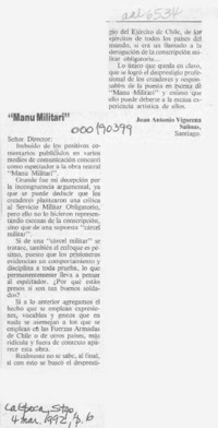 "Manu militari"  [artículo] Juan Antonio Vigorena.