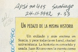 Un pedazo de la misma historia  [artículo] R. G.