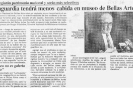 Vanguardia tendrá menos cabida en museo de Bellas Artes  [artículo].