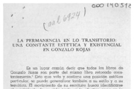 La permanencia en lo trasitorio, una constante estética y existencial en Gonzalo Rojas  [artículo] Naín Nómez.