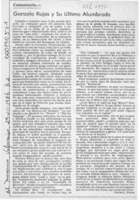 Gonzalo Rojas y su último alumbrado  [artículo] Carlos L. Pezoa.