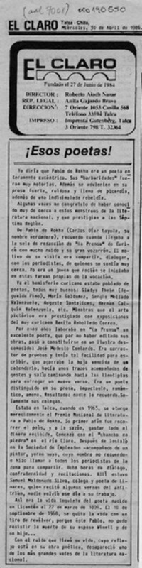 Esos poetas!  [artículo].