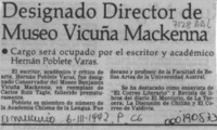 Designado Director de Museo Vicuña Mackenna  [artículo].