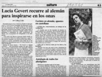 Lucía Gevert recurre al alemán para inspirarse en los onas  [artículo] Lillian Calm.