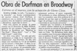 Obra de Dorfman en Broadway  [artículo].