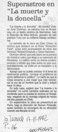 Superastros en "La muerte y la doncella"  [artículo].