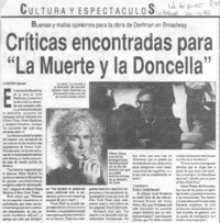 Críticas encontradas para "La muerte y la doncella"