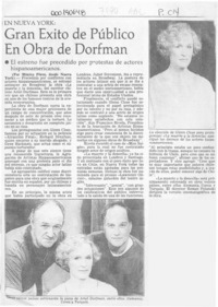 Gran éxito de público en obra de Dorfman  [artículo].