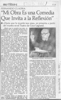 Fernando Cuadra, "Mi obra es una comedia que invita a la reflexión"  [artículo].