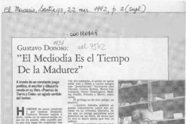 Gustavo Donoso, "El mediodía es el tiempo de la madurez"  [artículo] María Teresa Cárdenas M.