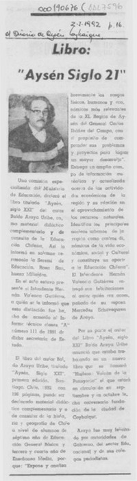 Libro, "Aysén siglo 21"
