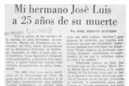 Mi hermano José Luis a 25 años de su muerte  [artículo] José Arraño Acevedo.