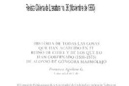 Historia de todas las cosas que han acaecido en el Reino de Chile y de los que lo han gobernado (1536-1575)