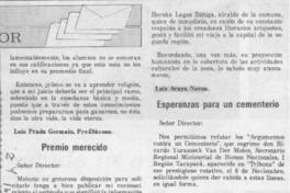 Premio merecido  [artículo] Luis Araya Novoa.