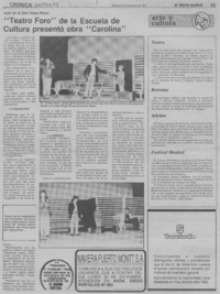 "Teatro foro" de la Escuela de Cultura presentó obra "Carolina"  [artículo].