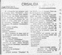 Crisálida  [artículo] José Flores Leiva.