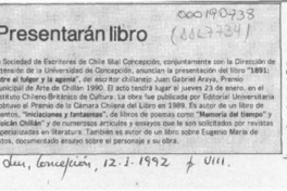 Presentarán libro  [artículo].