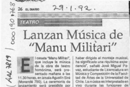 Lanzan música de "Manu militari"  [artículo].