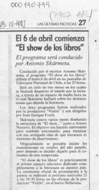 El 6 de abril comienza "El show de los libros"  [artículo].