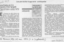 Curso práctico de I. V. A. Impuesto al Valor Agregado  [artículo] Osvaldo Torres-Ahumada.