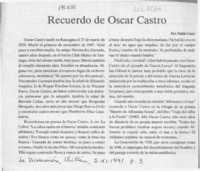 Recuerdo de Oscar Castro  [artículo] Pablo Cassi.