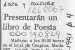 Presentarán un libro de poesía  [artículo].