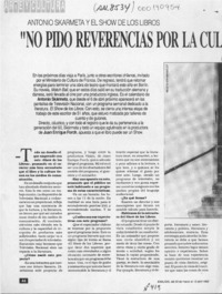 "No pido reverencias por la cultura"  [artículo] F. Z.