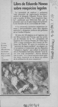 Libro de Eduardo Novoa sobre resquicios legales  [artículo].