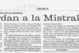 Recuerdan a la Mistral  [artículo] Rubén Aguilera.