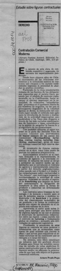 Contratación comercial moderna  [artículo] Arturo Prado Puga.