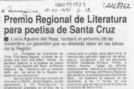 Premio regional de literatura para poetisa de Santa Cruz  [artículo].