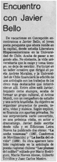 Encuentro con Javier Bello